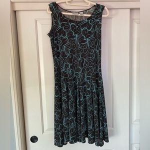 Brown and Turquoise Midi Dress (Chicos)